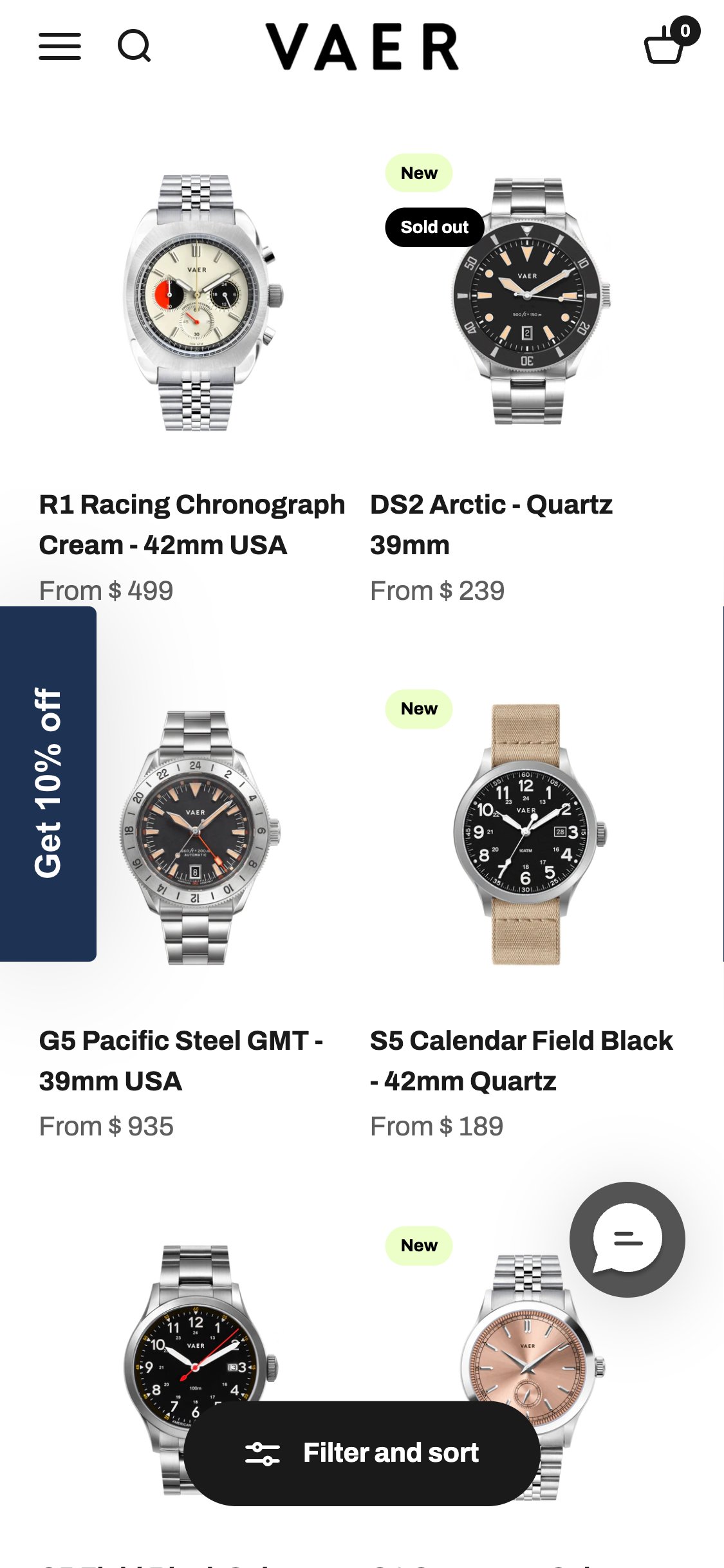 Vaer Watches — Collection card, Mobile