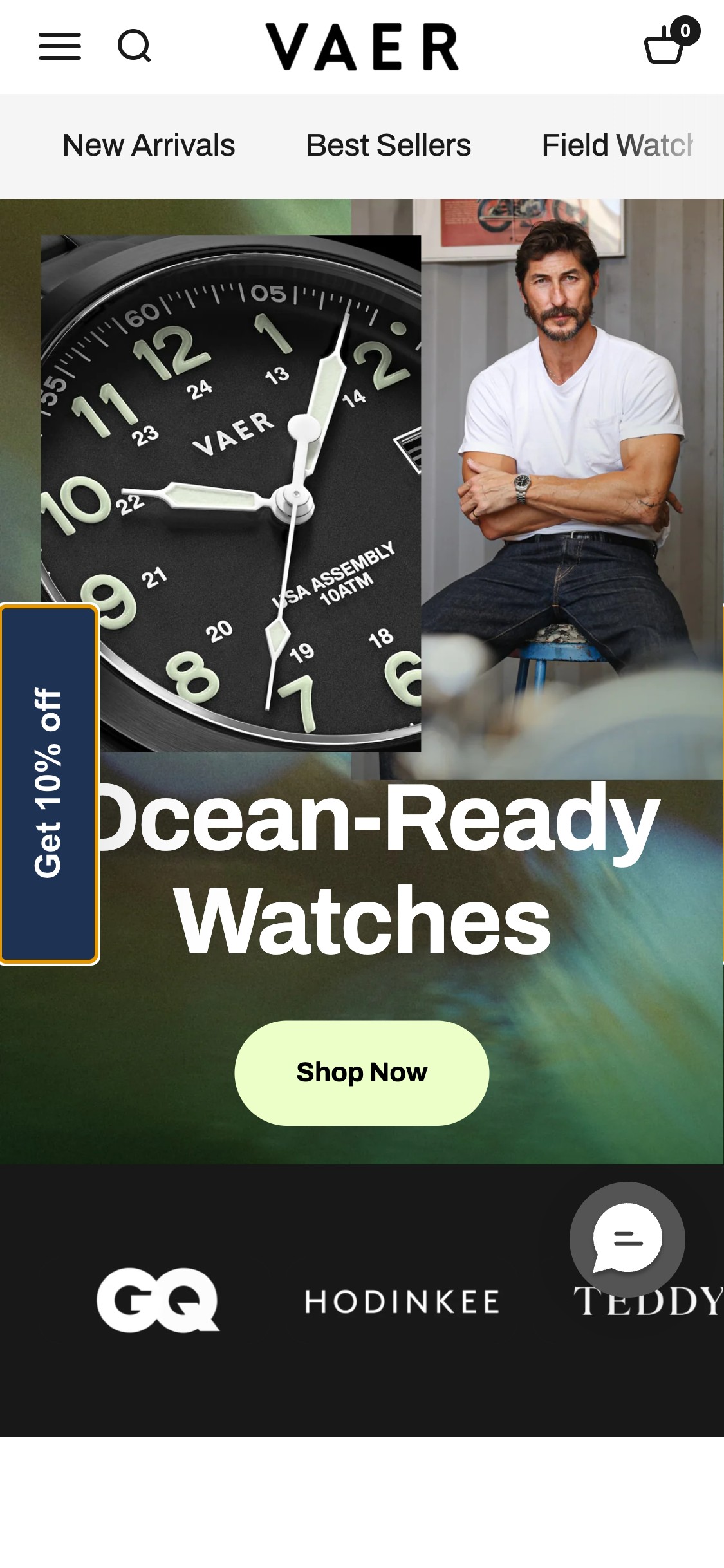 Vaer Watches — Announcement bar, Mobile