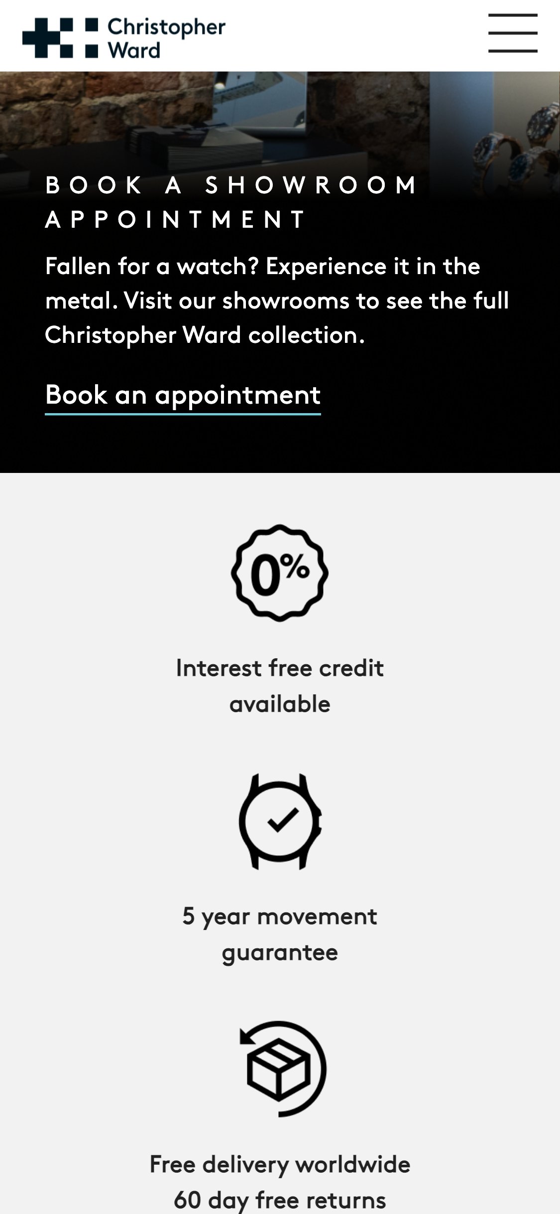 Spinnaker Watches — Homepage, Mobile
