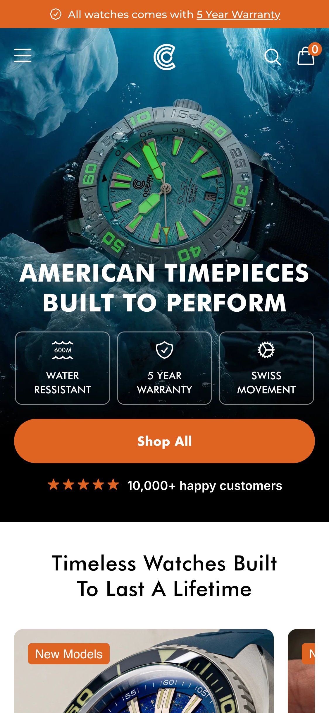 Ocean Crawler — Homepage hero, Mobile